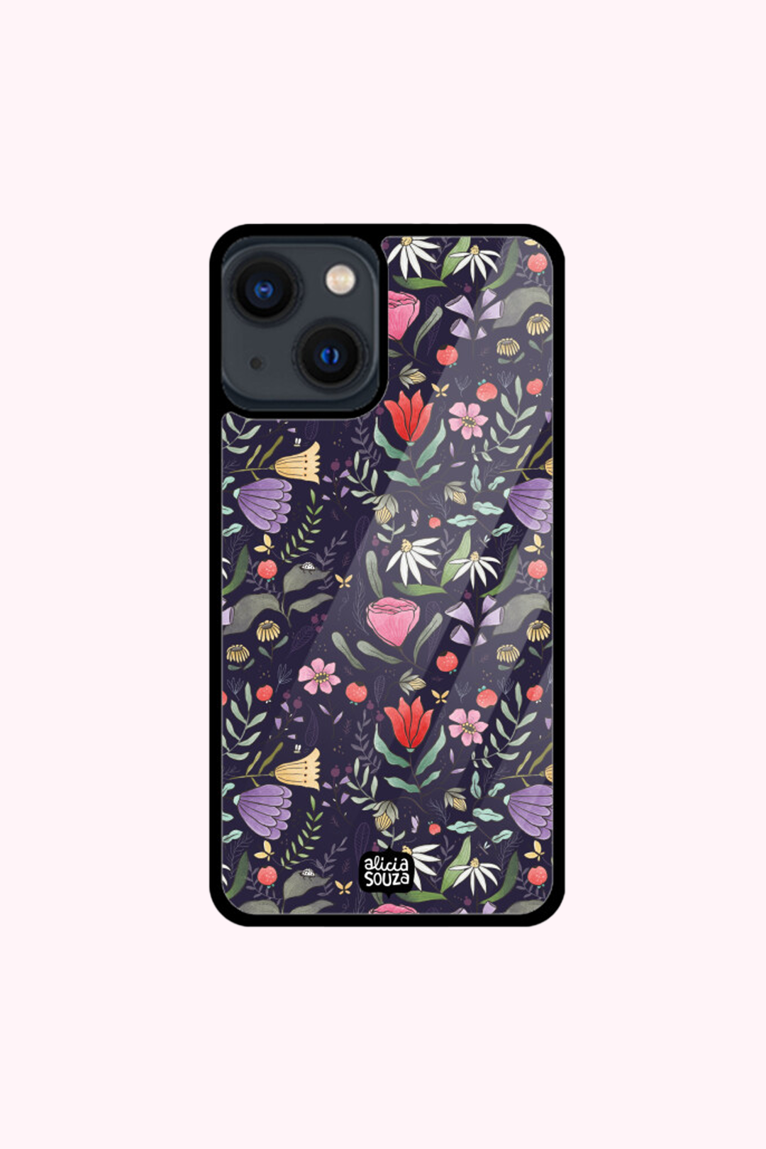 Purple Floral Glass iPhone Cover