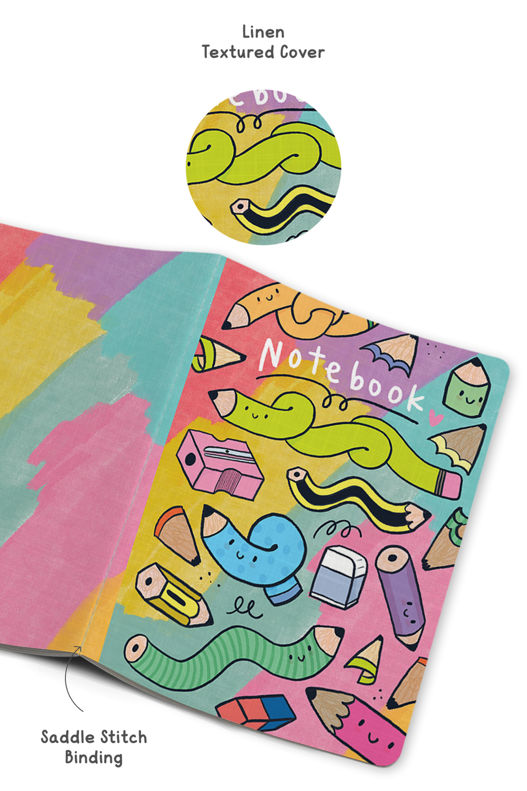 Squiggly Pencils Saddle Stitch Notebook