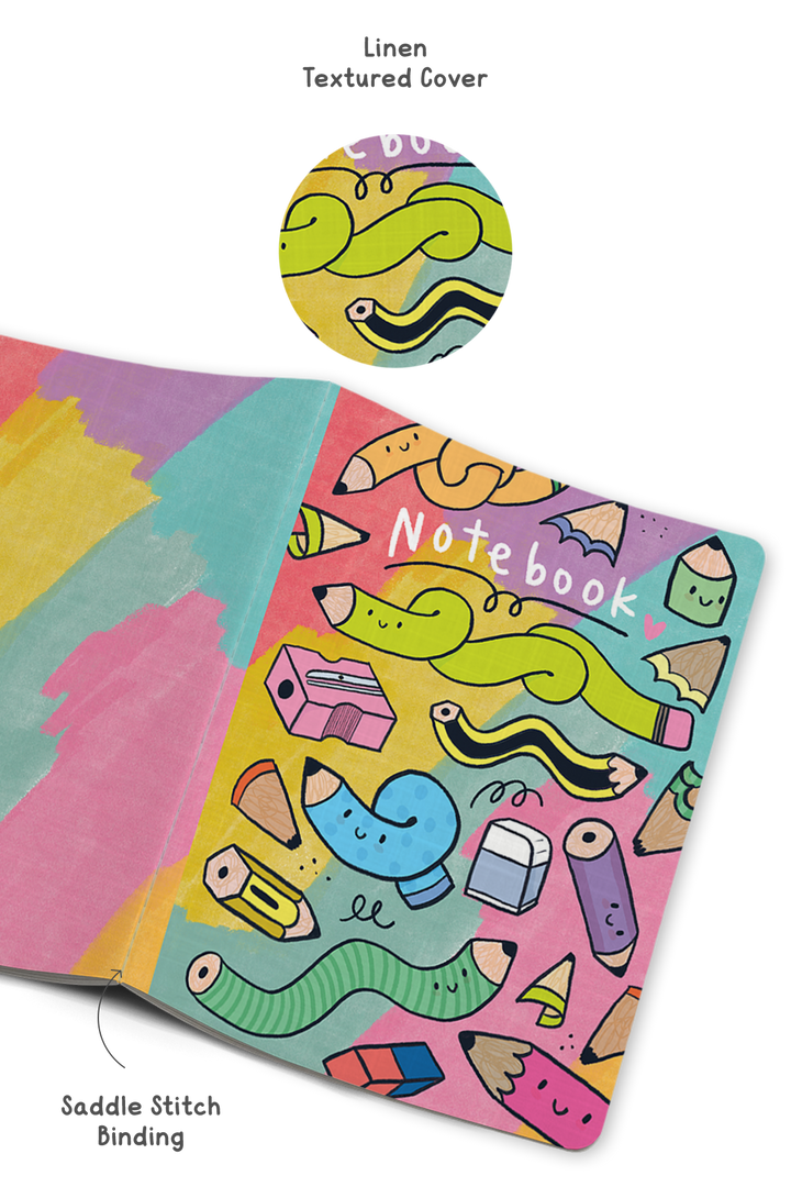 Squiggly Pencils Saddle Stitch Notebook