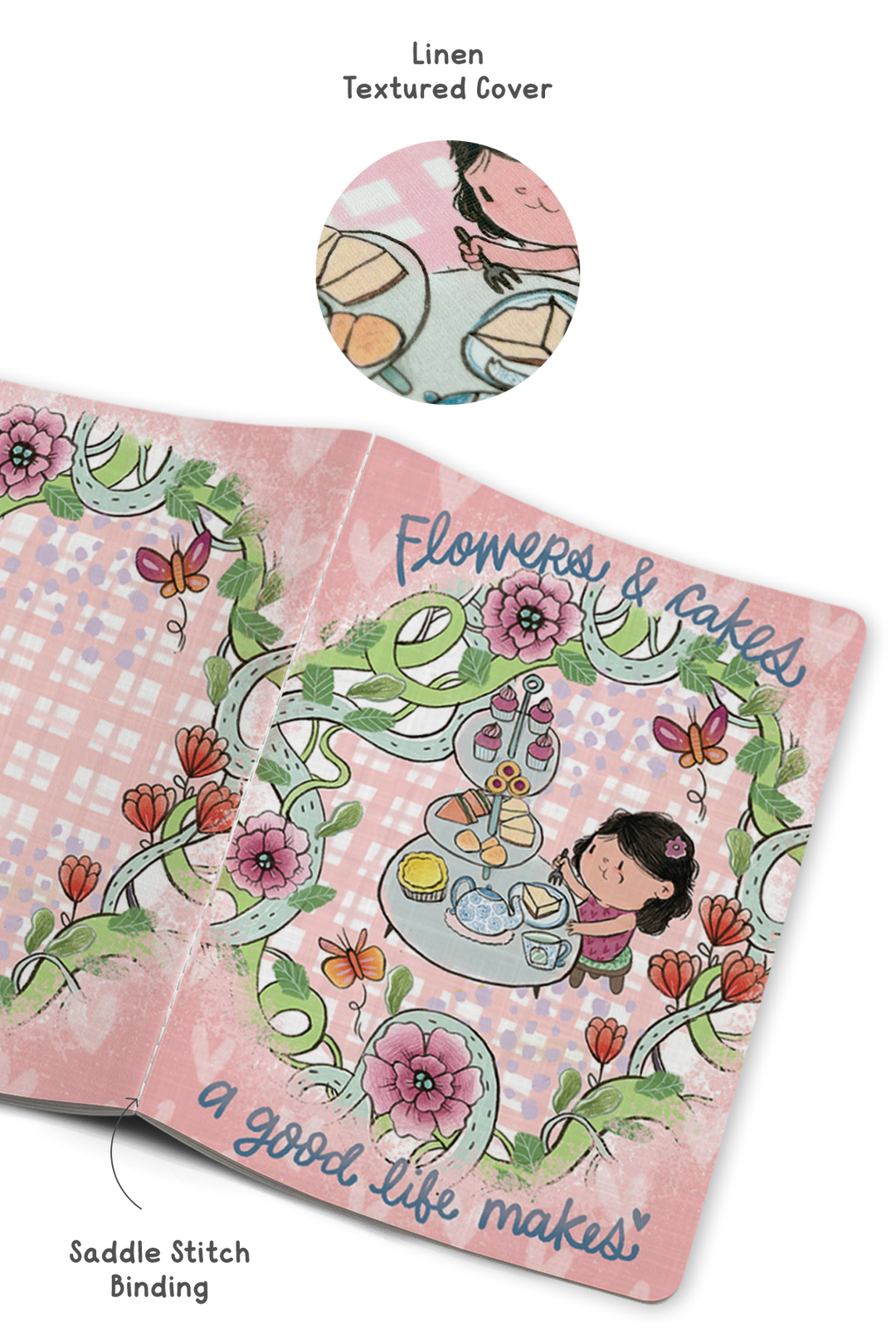 Flower and Cakes Saddle Stitch Notebook