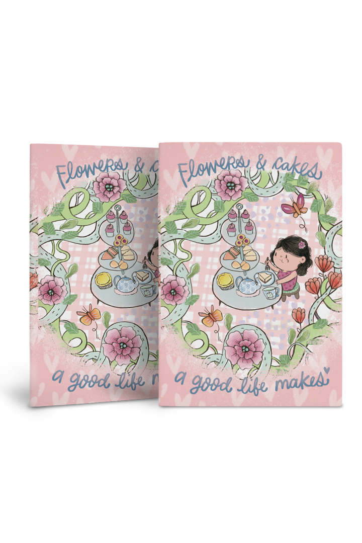 Flower and Cakes Saddle Stitch Notebook - Combo of 2