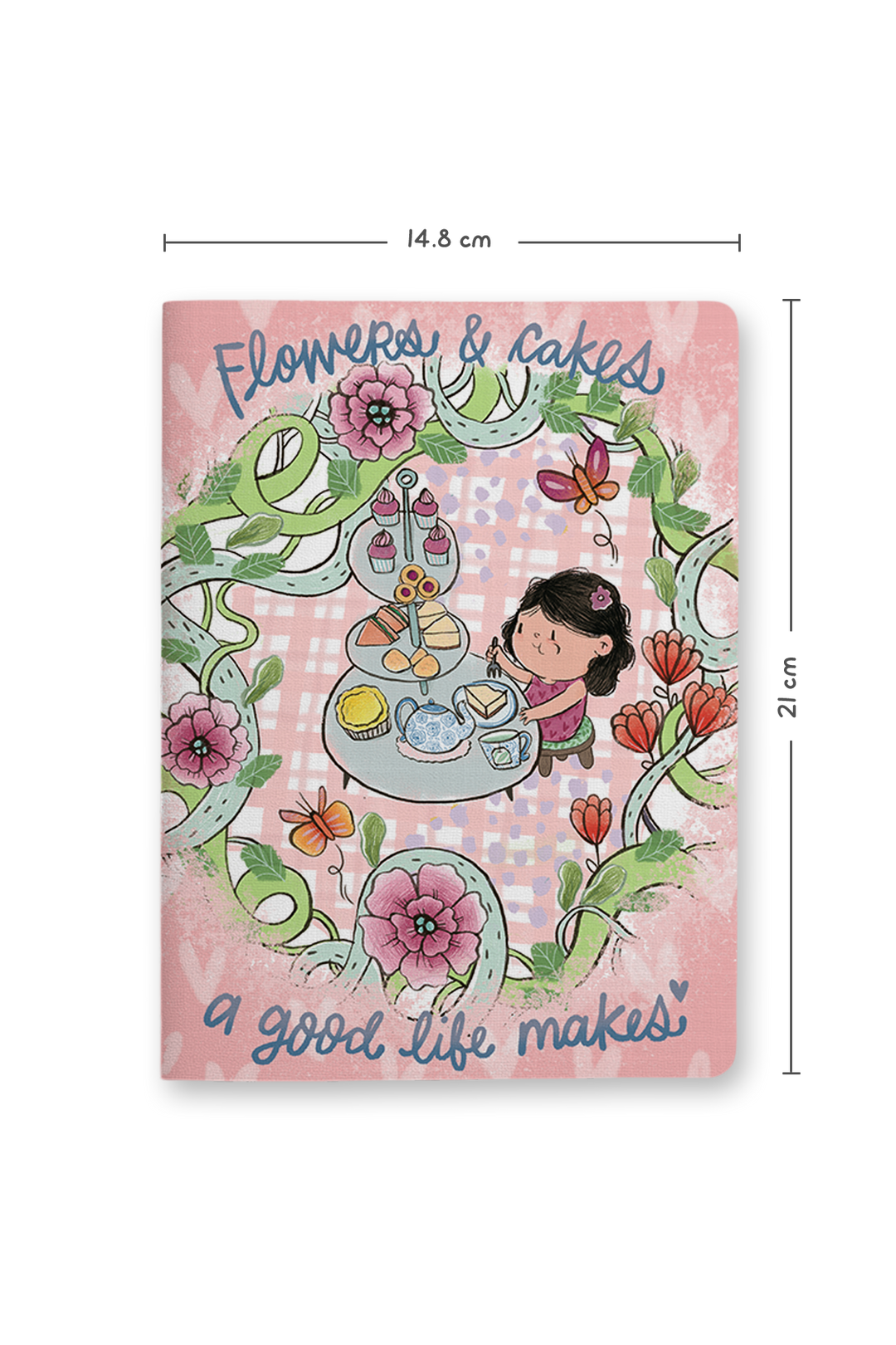 Flower and Cakes Saddle Stitch Notebook