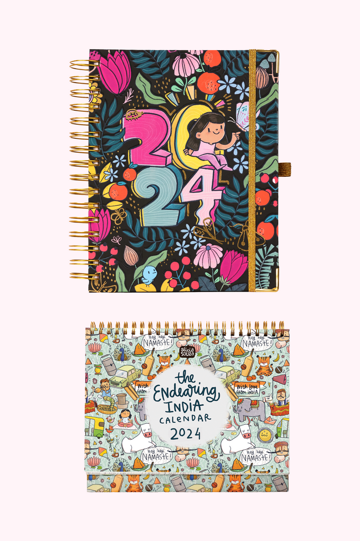 The Ultimate 2024 Combo | Wiro Planner & Endearing India Desk Calendar