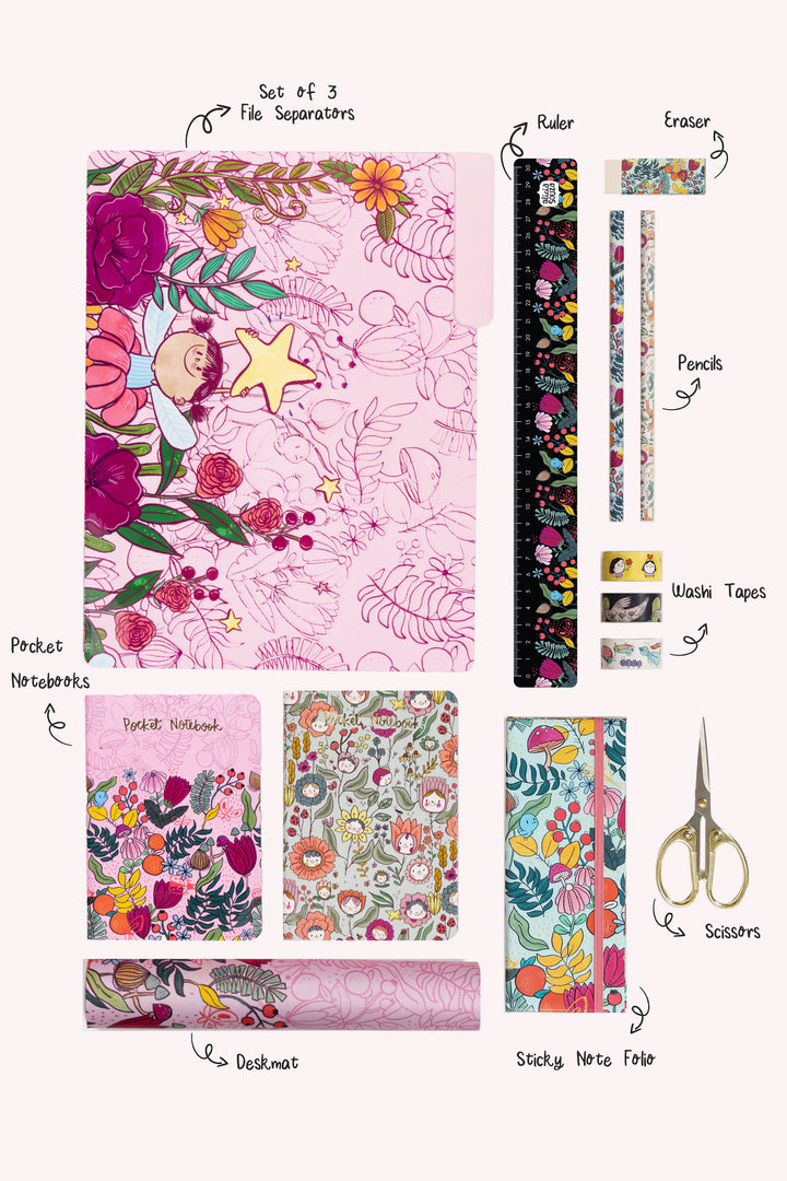 Birdie Floral Desk Accessories Kit