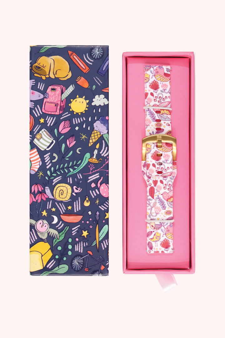 Bird Flow 20mm Watch Strap with Gold Pin Buckle