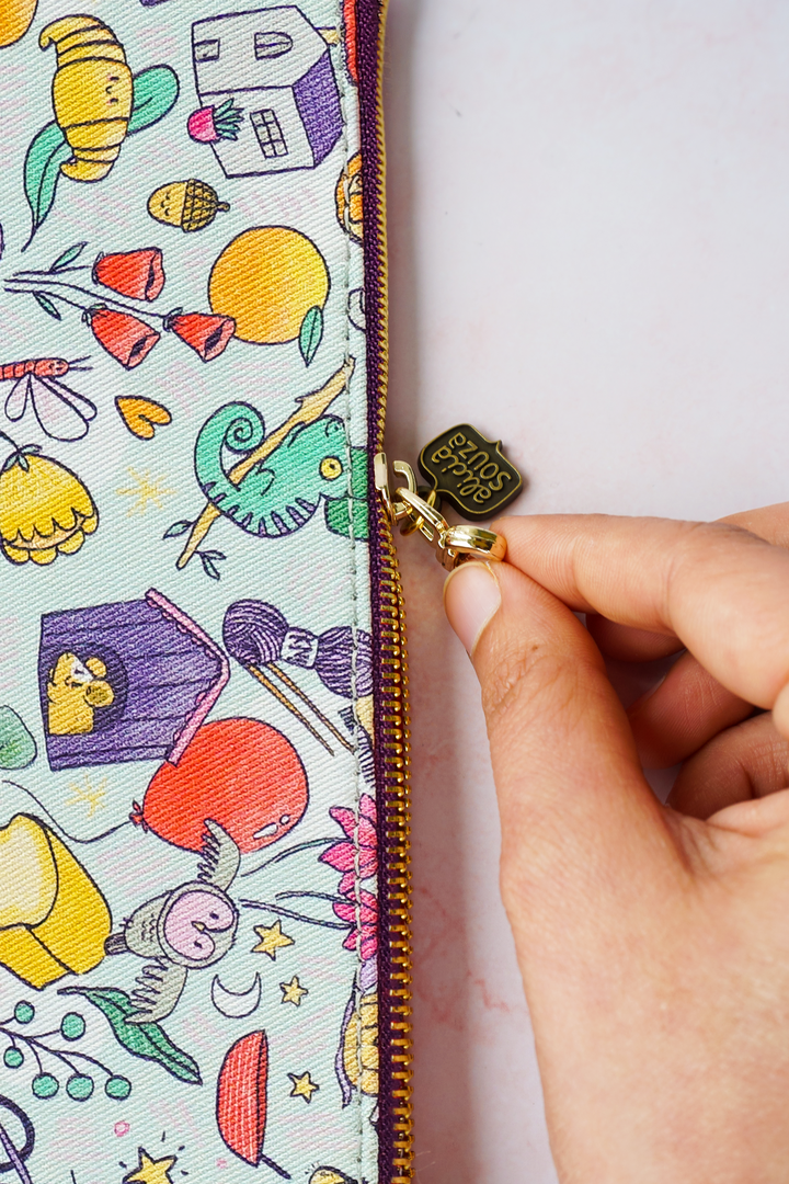 Wonderful World Pencil Pouch + Pencils + Sticky Notes Combo