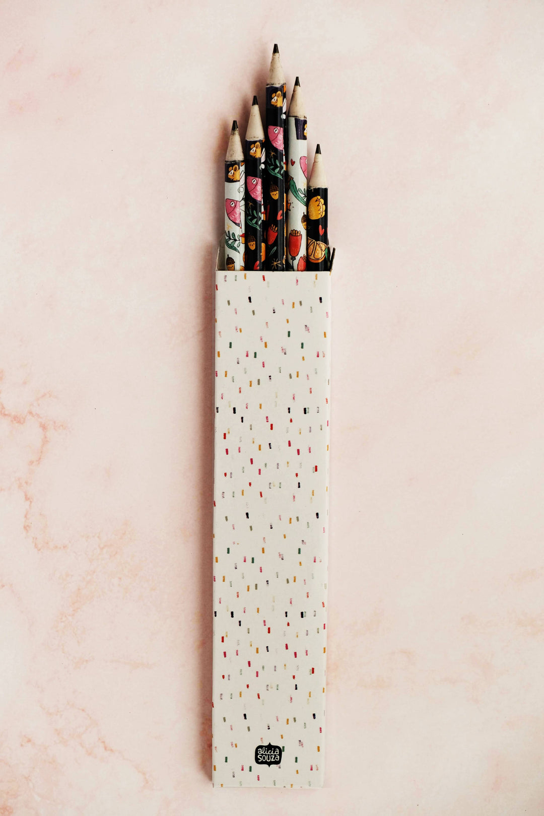 Wonderful World Illustrated Pencils (Set Of 5)
