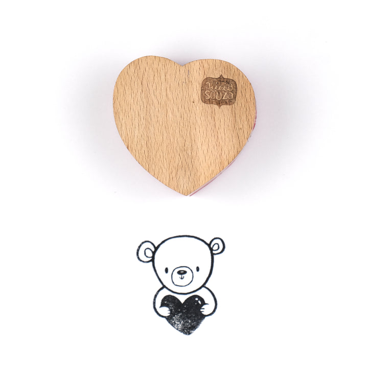 Heart-Shaped Wooden Teddy Stamp