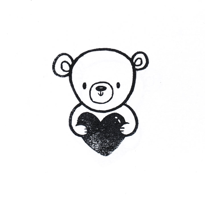 Heart-Shaped Wooden Teddy Stamp