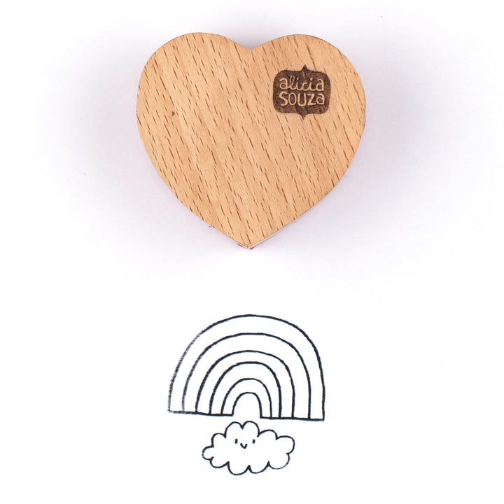 Heart-Shaped Wooden Rainbow Stamp