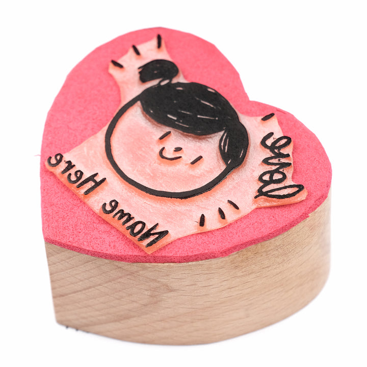 Heart-Shaped Wooden Custom Face Stamp