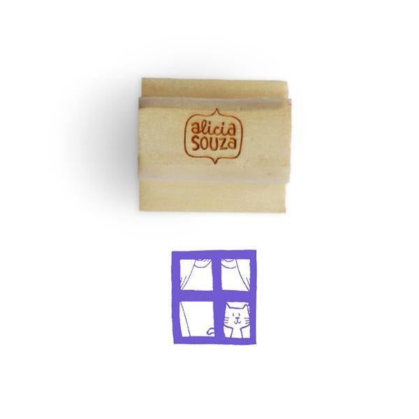 Window cat Name Custom Stamp